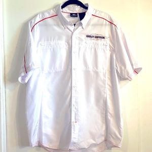 Harley Davidson Mens Short Sleeve Size XL Button Down White